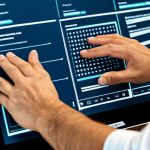 Home 14 Accessible Technology**
"A professional UI/UX designer working on a touch-screen interface with tactile feedback for visually impaired users. The interface features raised patterns and clear, simple icons. Modern office setting, ergonomic workspace, fully clothed, modest attire, safe for work, appropriate content, perfect anatomy, well-formed hands, professional design, family-friendly."
**