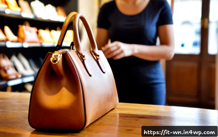 Home 12 촉각적 경험으로 향상되는 브랜드 충성도 - Photorealistic Italian artisan leather boutique in Florence, close-up of an adult customer’s hands g...